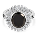D'Joy Elite Shungit, Weißer Zirkon Ring 925 Silber Rhodiniert (Größe 21.00) ca. 3,64 ct