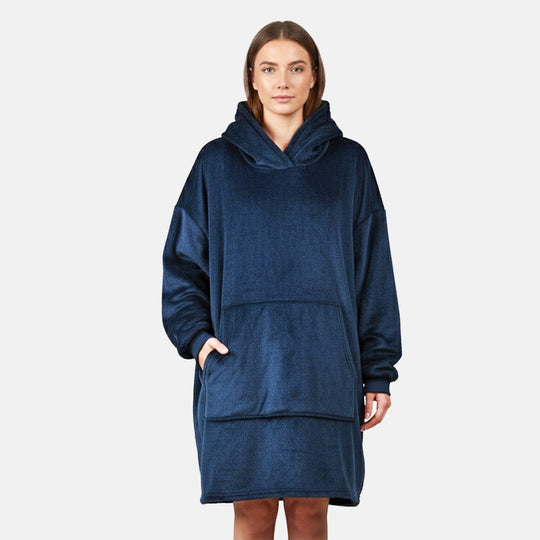 TAMSY Hoodie-Decke aus superweichem Flanell, 230 GSM, Einheitsgröße mit großer, praktischer Kängurutasche - Silber