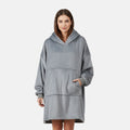 Kuschelige, einlagige Hoodie-Decke aus 230gsm Flanell, Einheitsgröße, Länge 124cm, Hellgrau