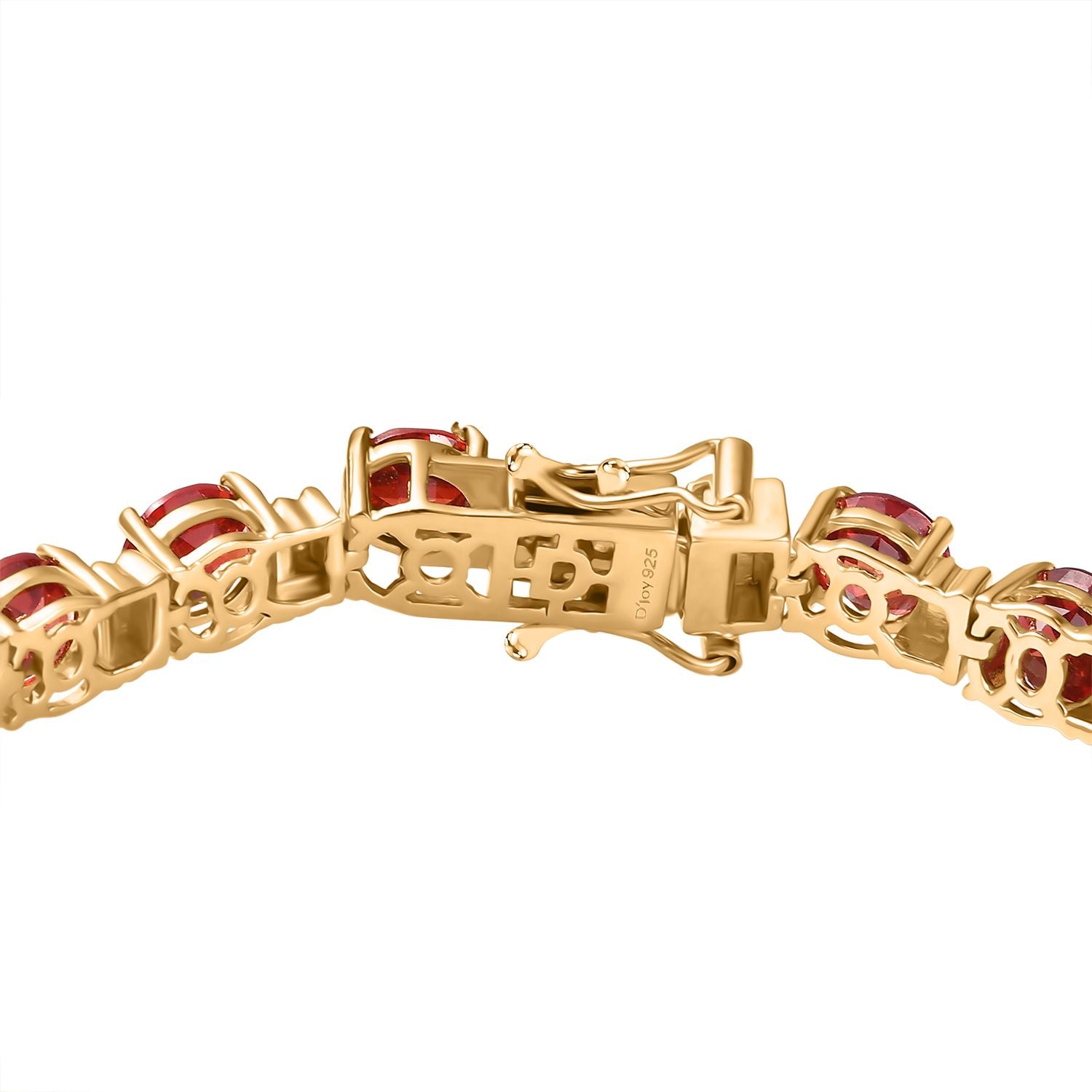 D'joy Lab Grown Padparadscha-Saphir Armband ca. 20 cm 925 Silber 750 Gelbgold Vermeil ca. 28.36 ct