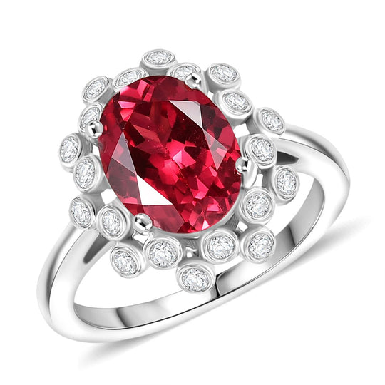 D'joy Lab Grown Padparadscha-Saphir, Weißer Zirkon Ring 925 Silber rhodiniert (Größe 21.00) ca. 4.02 ct