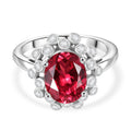 D'joy Lab Grown Padparadscha-Saphir, Weißer Zirkon Ring 925 Silber rhodiniert (Größe 19.00) ca. 4.02 ct