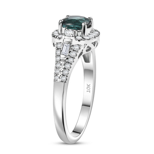 LUXORO AAA Pirineu Lagoon Tourmaline, Weißer Diamant Ring 417 Gold (Größe 17.00)   (10-16 Werktage Lieferzeit) ca. 1,28 ct