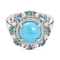 D'Joy AA Sleeping Beauty Türkis, Süßwasser Perle (2.5mm) Ring 925 Silber rhodiniert (Größe 19.00) 4.22 ct