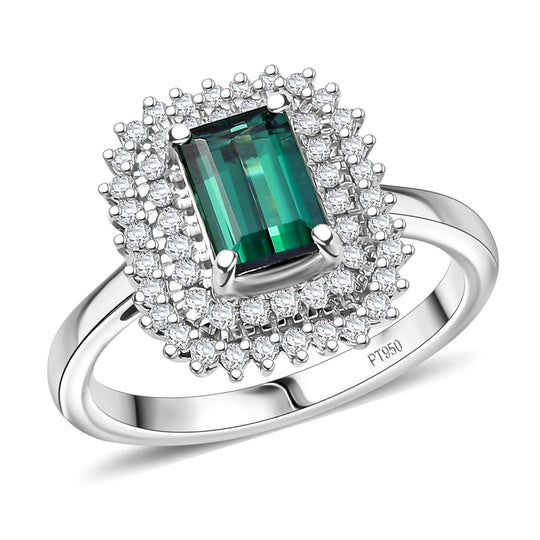 Rhapsody AAAA Pirineu Lagoon Tourmaline, Weißer Diamant Ring 950 Platin (Größe 18.00)   (10-16 Werktage Lieferzeit) ca. 1,89 ct
