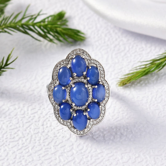 D'Joy Aurora Mondstein Ring 925 Silber rhodiniert (Größe 19.00) ca. 6,73 ct