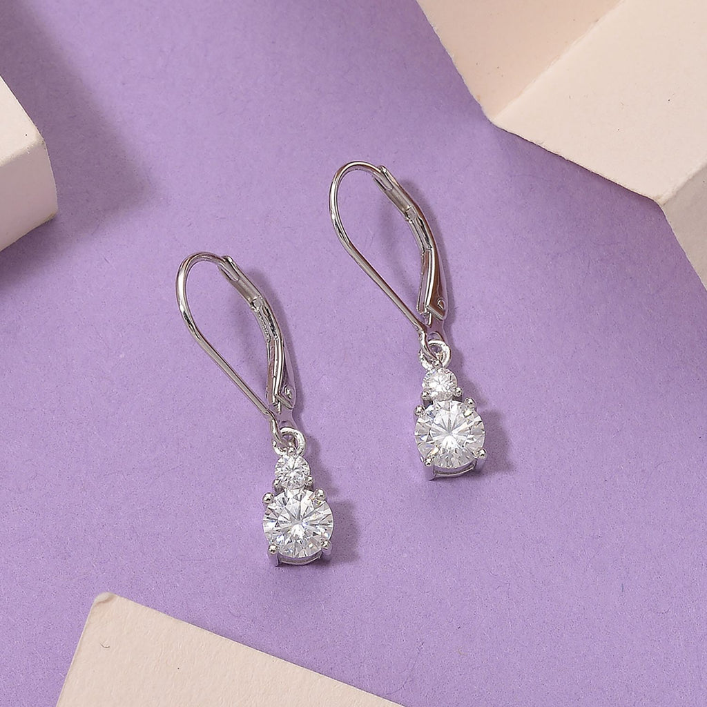 RADIANTA GRA zertifiziert Moissanit (D-VVS) Ohrringe 925 Silber rhodiniert ca. 1.12 ct