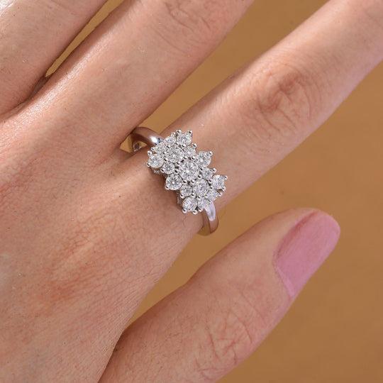 RADIANTA GRA zertifiziert Moissanit (D-VVS) Ring 925 Silber rhodiniert (Größe 19.00) ca. 1.07 ct
