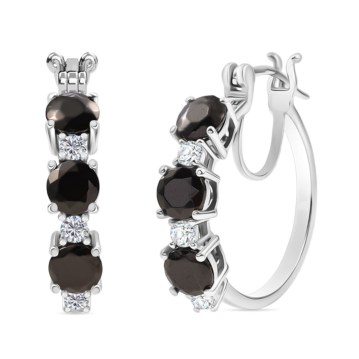 D'Joy Elite Shungit, Weißer Zirkon Ohrringe 925 Silber rhodiniert ca. 2.49 ct