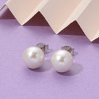 D'Joy Weiße Edison Perle (9-11 mm) Ohrringe 925 Silber rhodiniert