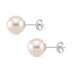 D'Joy Weiße Edison Perle (9-11 mm) Ohrringe 925 Silber rhodiniert