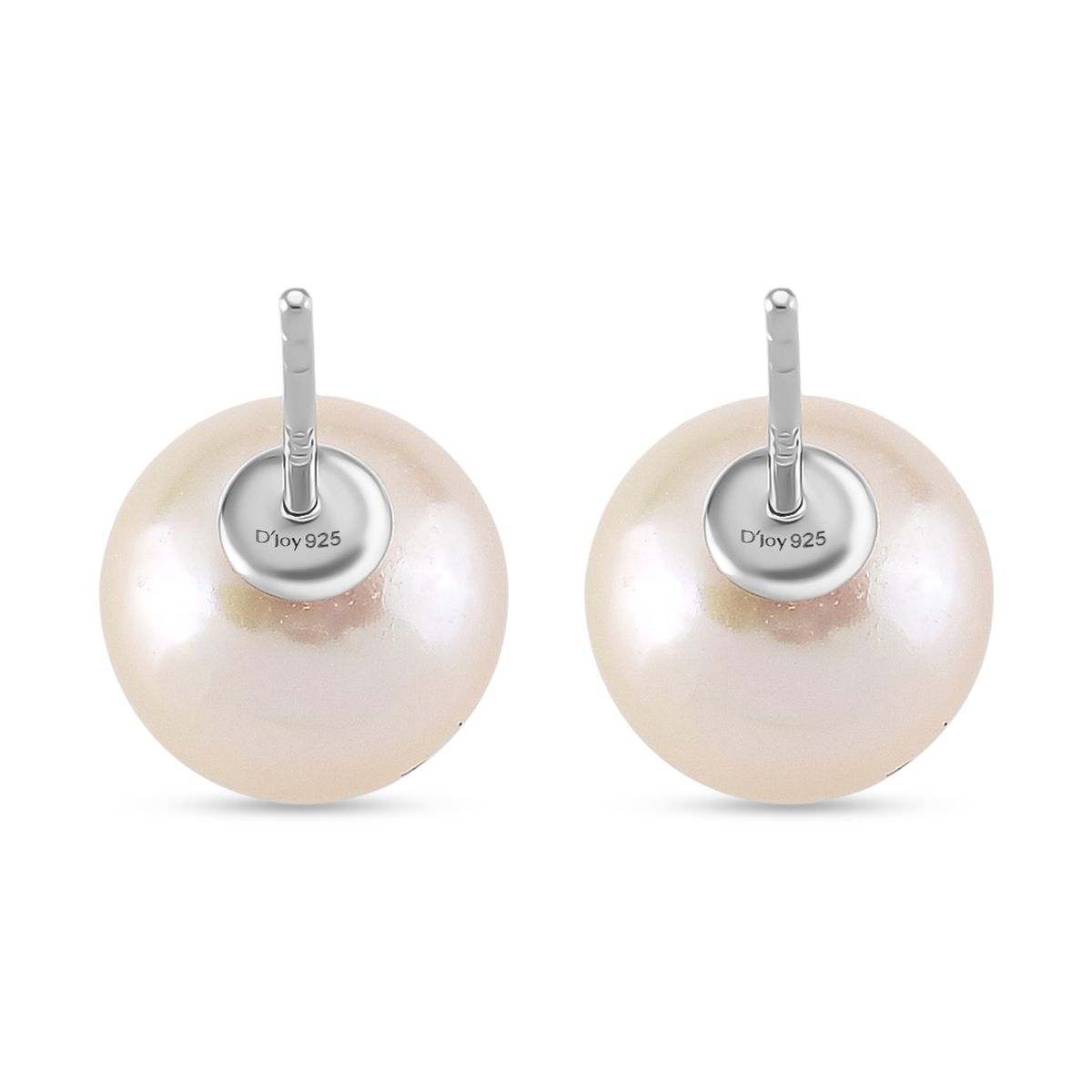 D'Joy Weiße Edison Perle (9-11 mm) Ohrringe 925 Silber rhodiniert