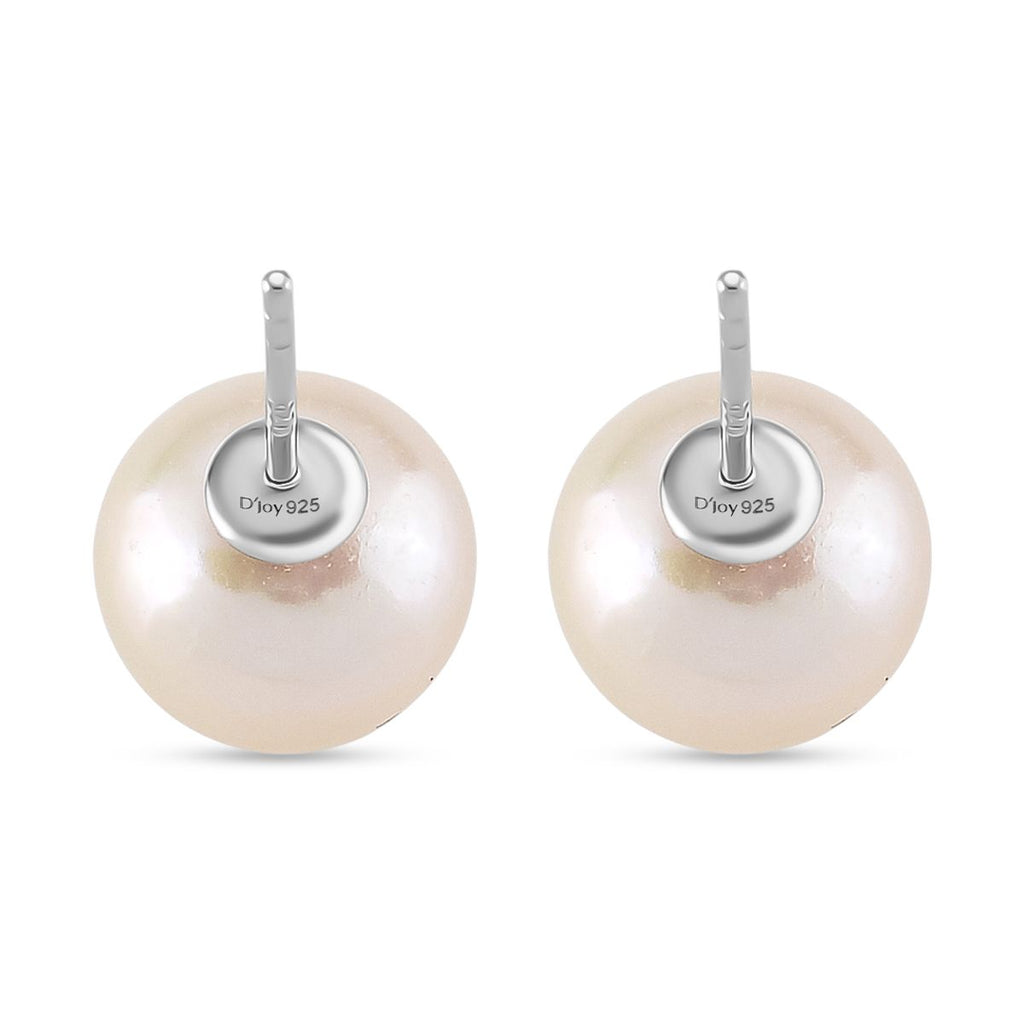 D'Joy Weiße Edison Perle (9-11 mm) Ohrringe 925 Silber rhodiniert