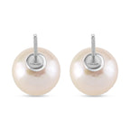 D'Joy Weiße Edison Perle (9-11 mm) Ohrringe 925 Silber rhodiniert