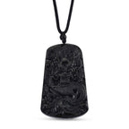 Schwarze Jadeit Anhänger mit verstellbarem Baumwollband, ca. 125.00 ct