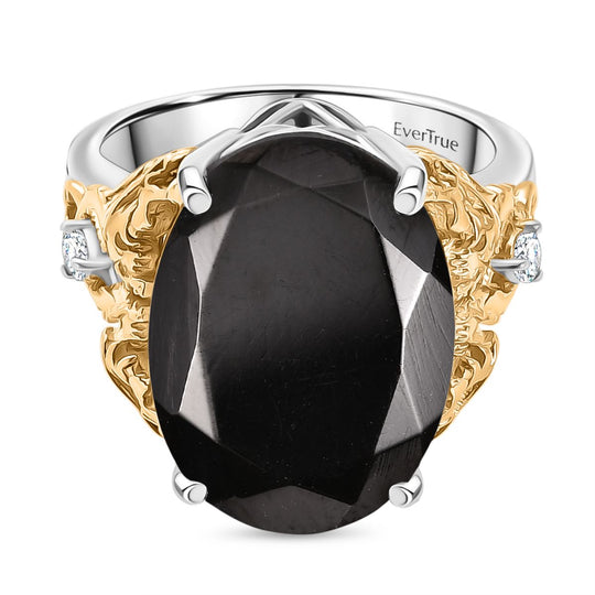 Elite Shungit, Weißer Zirkon Drache Ring Nickelfreies Messing (Größe 20.00) ca. 6.22 ct