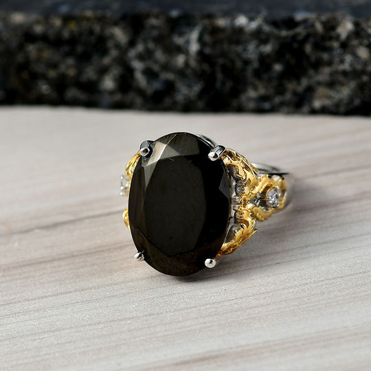 Elite Shungit, Weißer Zirkon Drache Ring Nickelfreies Messing (Größe 20.00) ca. 6.22 ct