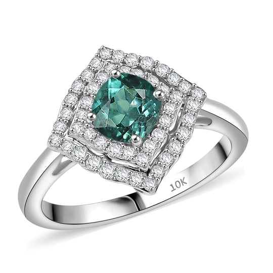 LUXORO AAA Pirineu Lagoon Tourmaline, Weißer Diamant Ring 417 Gold (Größe 18.00)   (10-16 Werktage Lieferzeit) ca. 1,21 ct