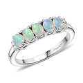 D'Joy Natürlicher, äthiopischer Welo Opal, Weißer Zirkon Ring 925 Silber Rhodiniert (Größe 18.00) ca. 1,31 ct
