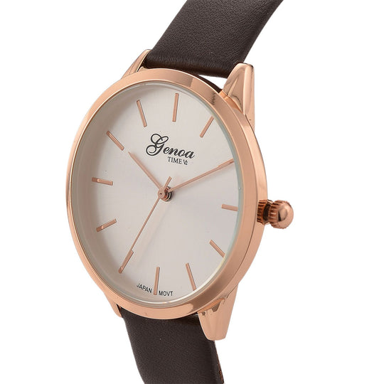 GENOA TIME - Armbanduhr Legierung, silberfarben, Zifferblatt Weiß-Sunshine, 3 ATM wasserdicht