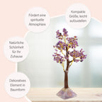LIVMORE Edelsteinbaum mit Orgonit Basis, Amethyst, 23 cm, 230 Perlen, Lila