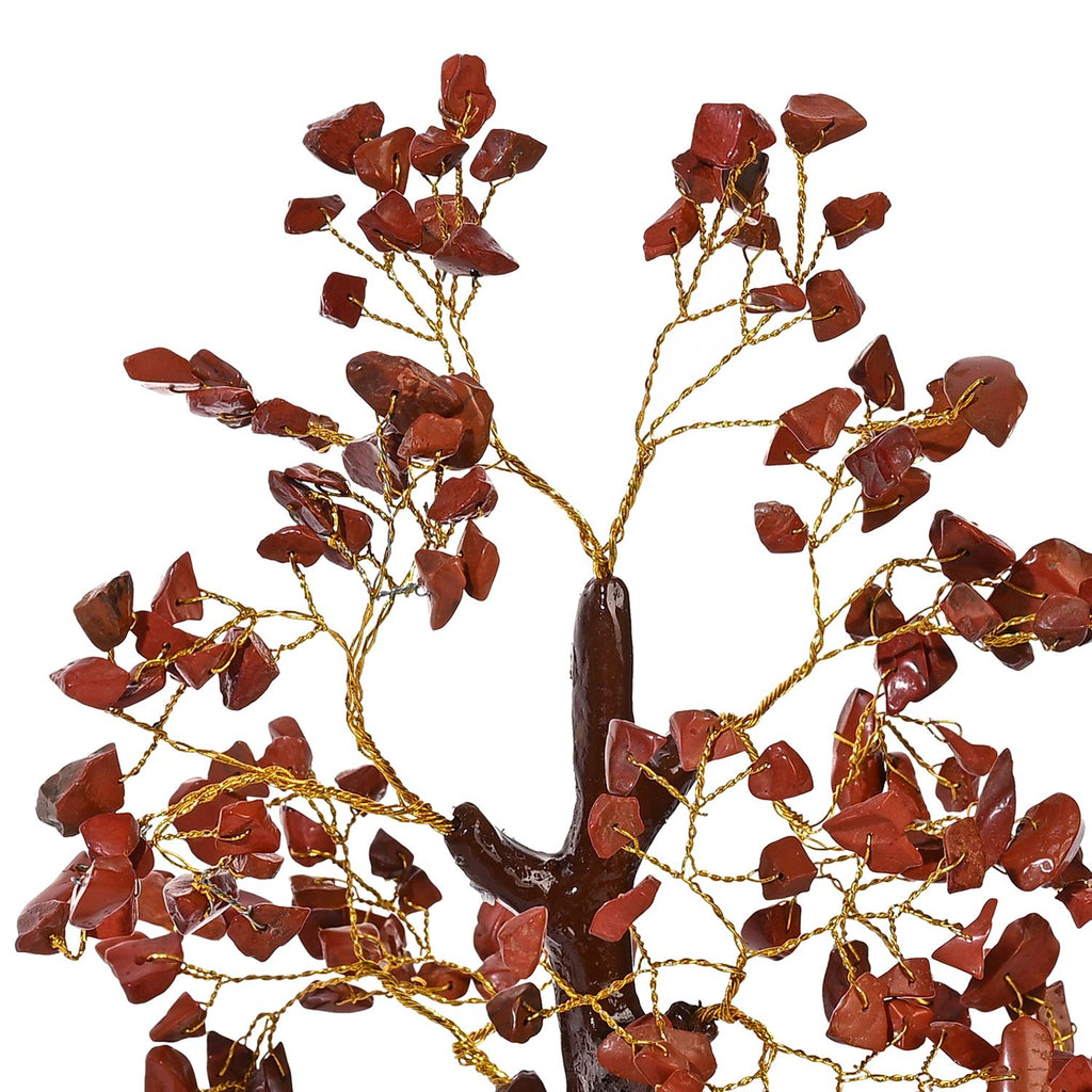 LIVMORE Edelsteinbaum mit Orgonit Basis, Roter Jaspis, 23 cm, 230 Perlen, Rot
