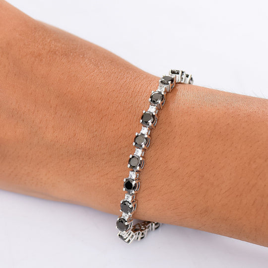 D'Joy Elite Shungit, Weißer Zirkon Armband ca. 20 cm 925 Silber rhodiniert ca. 9,74 ct.