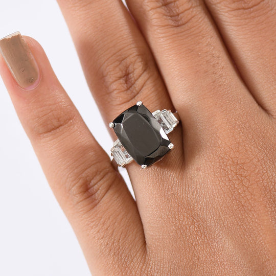 D'Joy Elite Shungit, Weißer Topas Ring 925 Silber rhodiniert (Größe 17.00) ca. 5,37 ct