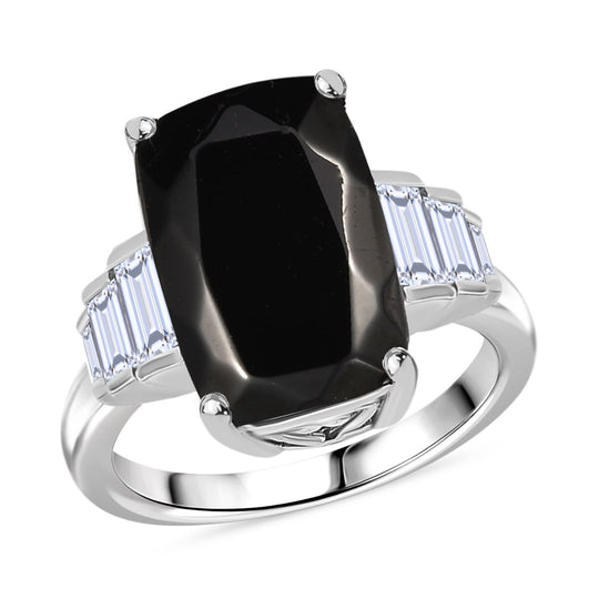 D'Joy Elite Shungit, Weißer Topas Ring 925 Silber rhodiniert (Größe 17.00) ca. 5,37 ct
