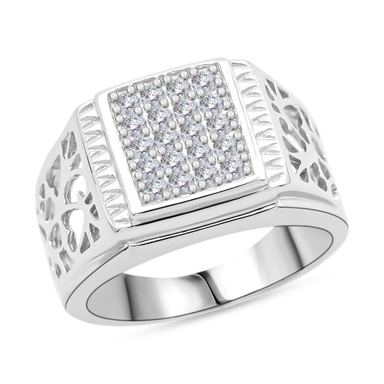 Lustro Stella Weißer Zirkonia Ring 925 Silber rhodiniert (Größe 21.00)