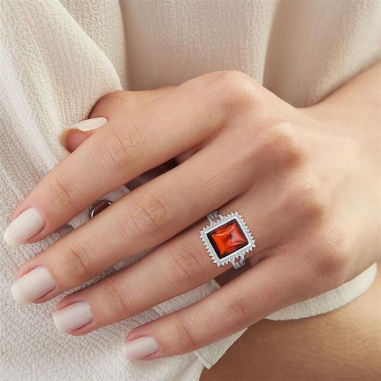 LUSTRO STELLA Roter Zirkonia, Weißer Zirkonia Ring 925 Silber rhodiniert (Größe 21.00)