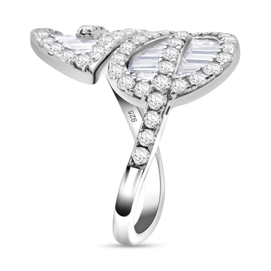 Lustro Stella Weißer Zirkonia Ring 925 Silber rhodiniert (Größe 17.00)