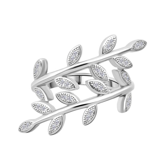 LUSTRO STELLA - Weißer Zirkonia Ring 925 Silber rhodiniert (Größe 21.00)