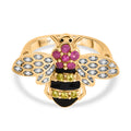 GP Trionfo Kollektion- Gelber Saphir, Rosa Saphir Ring 925 Silber 750 Gelbgold Vermeil (Größe 18.00) ca. 0.68 ct