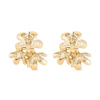 Emaille-Ohrringe im floralen Design mit Glasperle, goldfarben, pink-lavendel