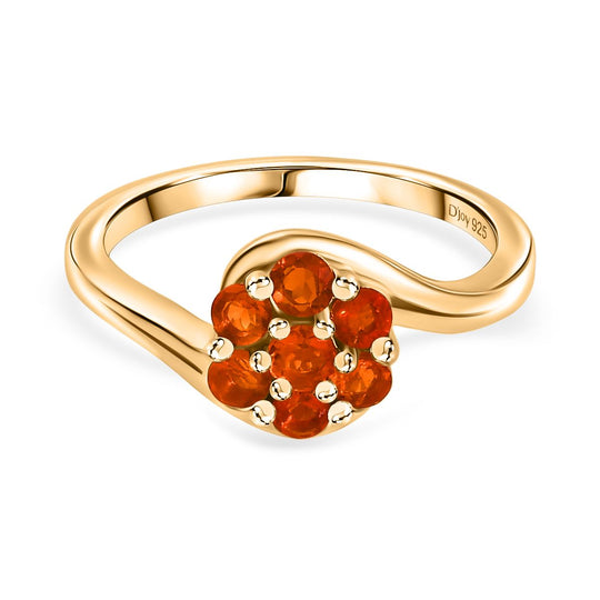 D'Joy AAA Blaze Feueropal Ring 925 Silber 750 Gelb Vergoldet (Größe 20.00) ca. 0,42 ct