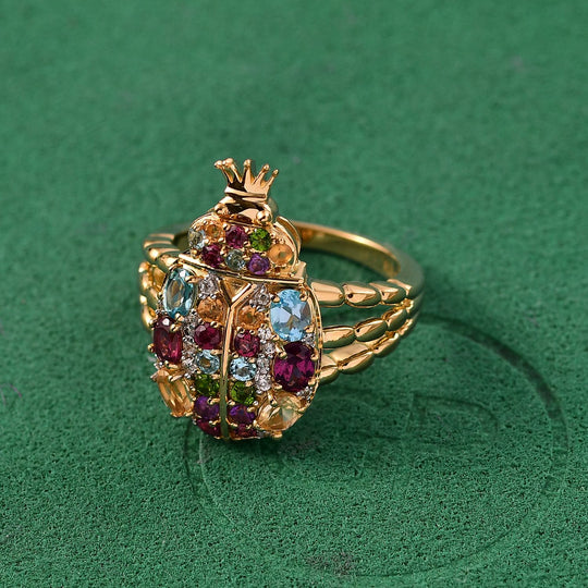 GP Trionfo Kollektion- Natürlicher Rhodolith Granat, Schweizer Blautopas Ring 925 Silber 750 Gelbgold Vermeil (Größe 18.00) ca. 2.21 ct