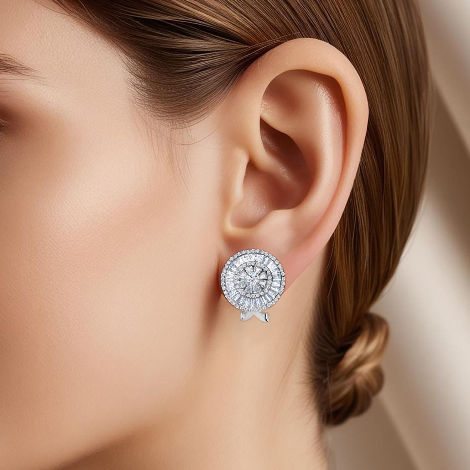 Lustro Stella Weißer Zirkonia Ohrringe 925 Silber rhodiniert