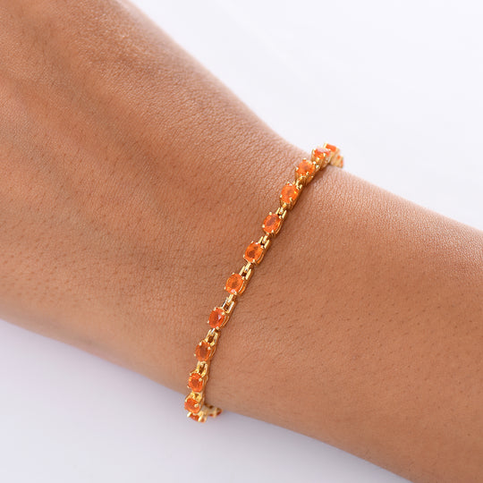 D'Joy AAA Blaze Feueropal Armband ca. 20 cm 925 Silber 750 Gelbgold Vermeil ca. 3,11 ct.