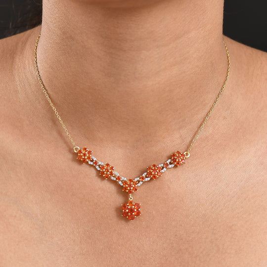 D'Joy AAA Blaze Feueropal Halskette ca. 45 cm 925 Silber 750 Gelbgold Vermeil ca. 3.94 ct