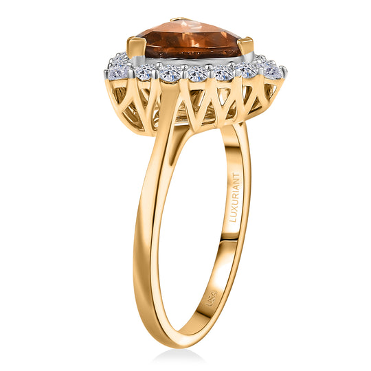 LUXURIANT(8-13 Werktage Lieferzeit)  3,74 ct. AAA Goldene Turkizit und Labor Diamant Ring in 417 Gold
