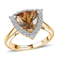 LUXURIANT DIAMOND - AAA Goldene Turkizit, Lab Grown Diamant Ring 417 Gold (Größe 17.00) ca. 3,74 ct