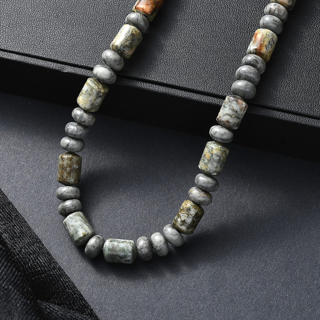 Moosachat Halskette ca. 45 cm 316L Edelstahl ca. 265,00 ct.