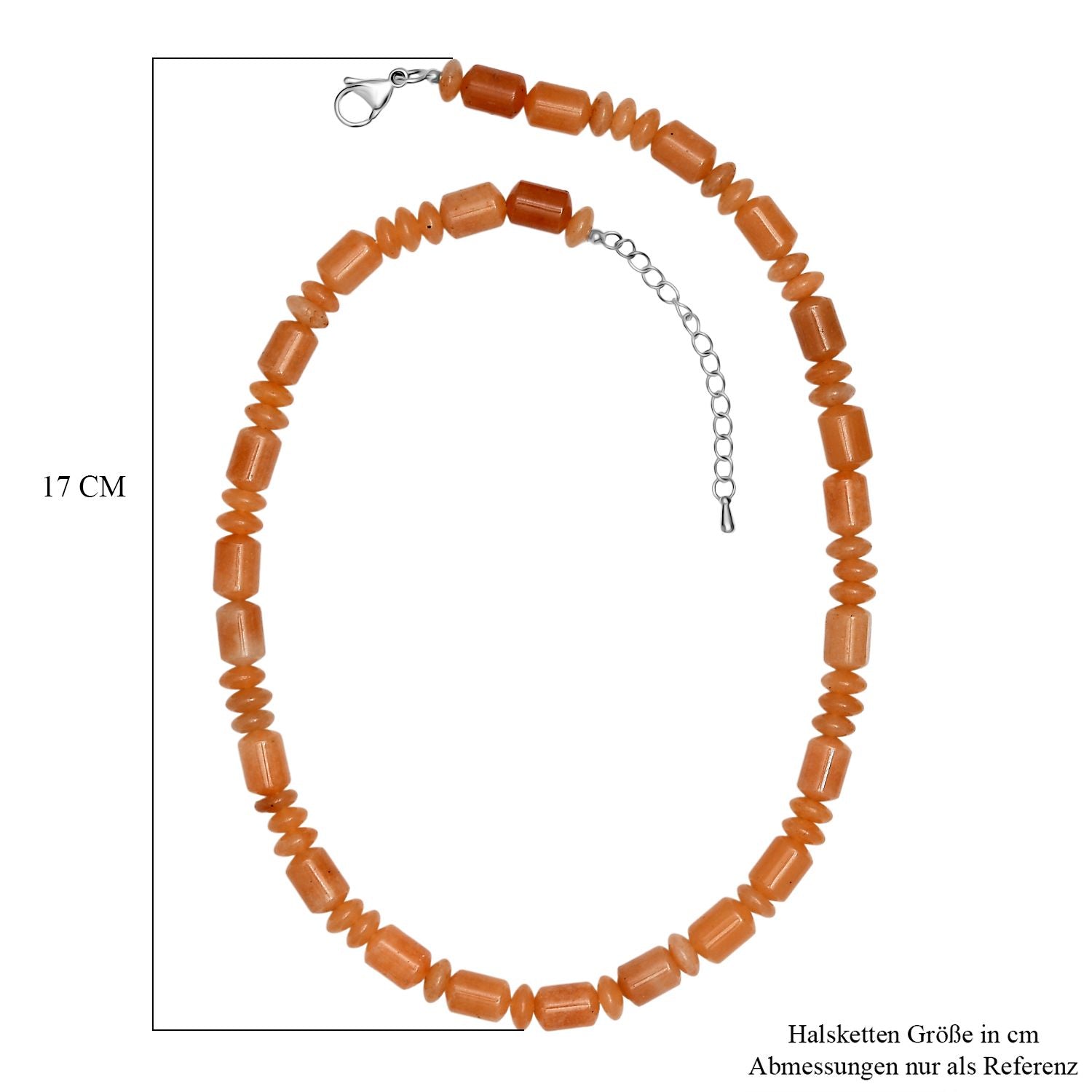 Rotes Aventurin Halskette ca. 45 cm Edelstahl ca. 250.00 ct