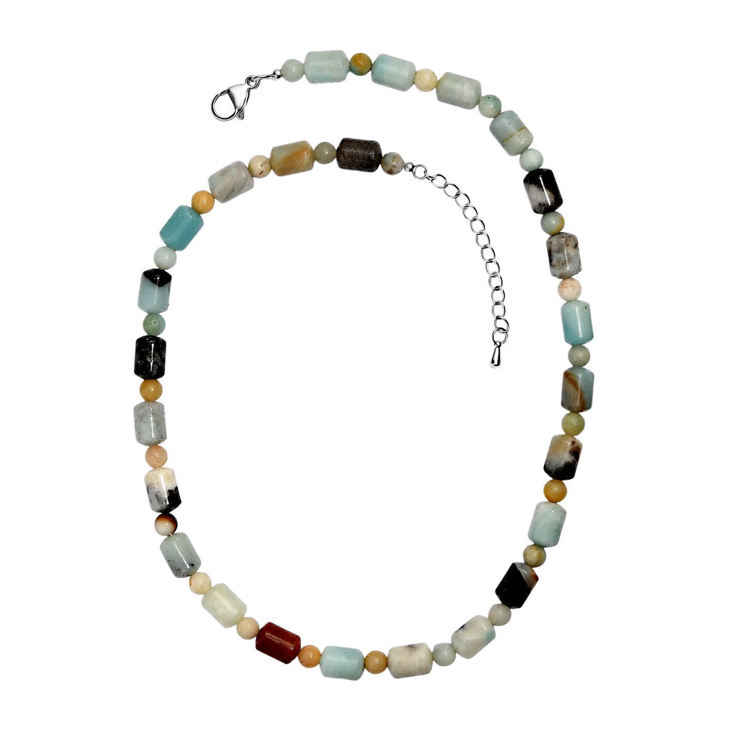 Mehrfarbig Jaspis Halskette ca. 45 cm Edelstahl ca. 250.00 ct