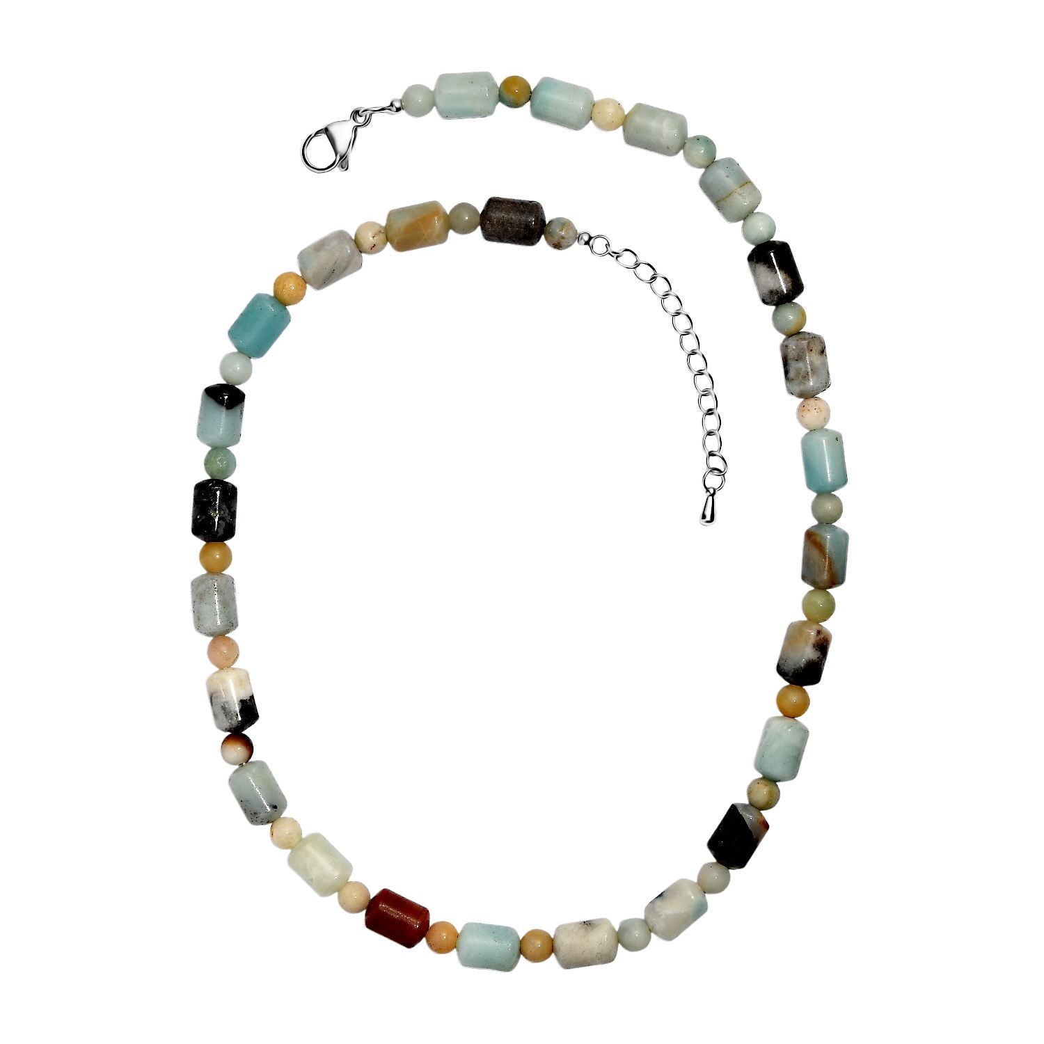 Mehrfarbig Jaspis Halskette ca. 45 cm Edelstahl ca. 250.00 ct