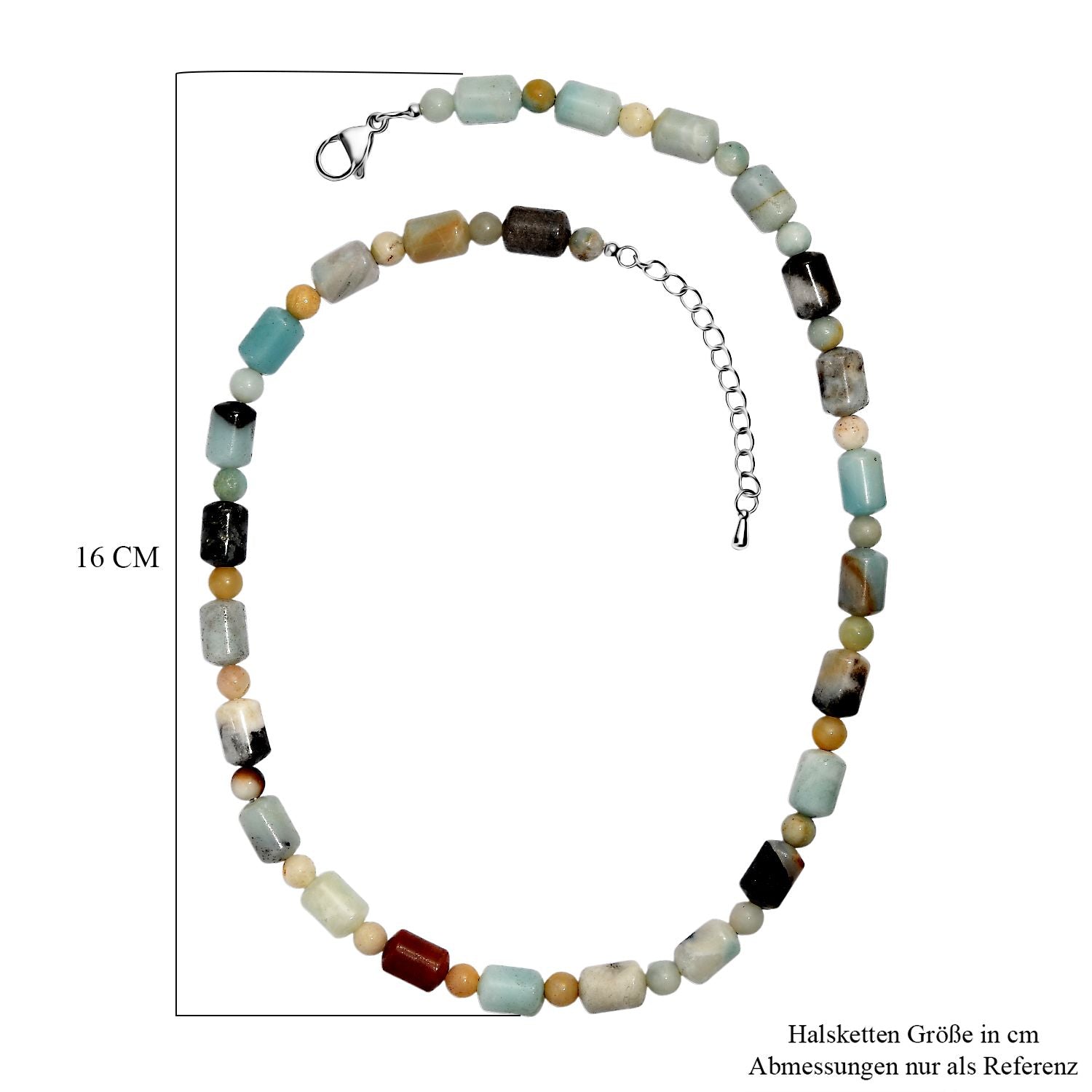 Mehrfarbig Jaspis Halskette ca. 45 cm Edelstahl ca. 250.00 ct