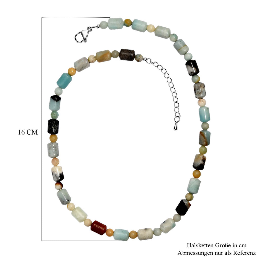 Mehrfarbig Jaspis Halskette ca. 45 cm Edelstahl ca. 250.00 ct