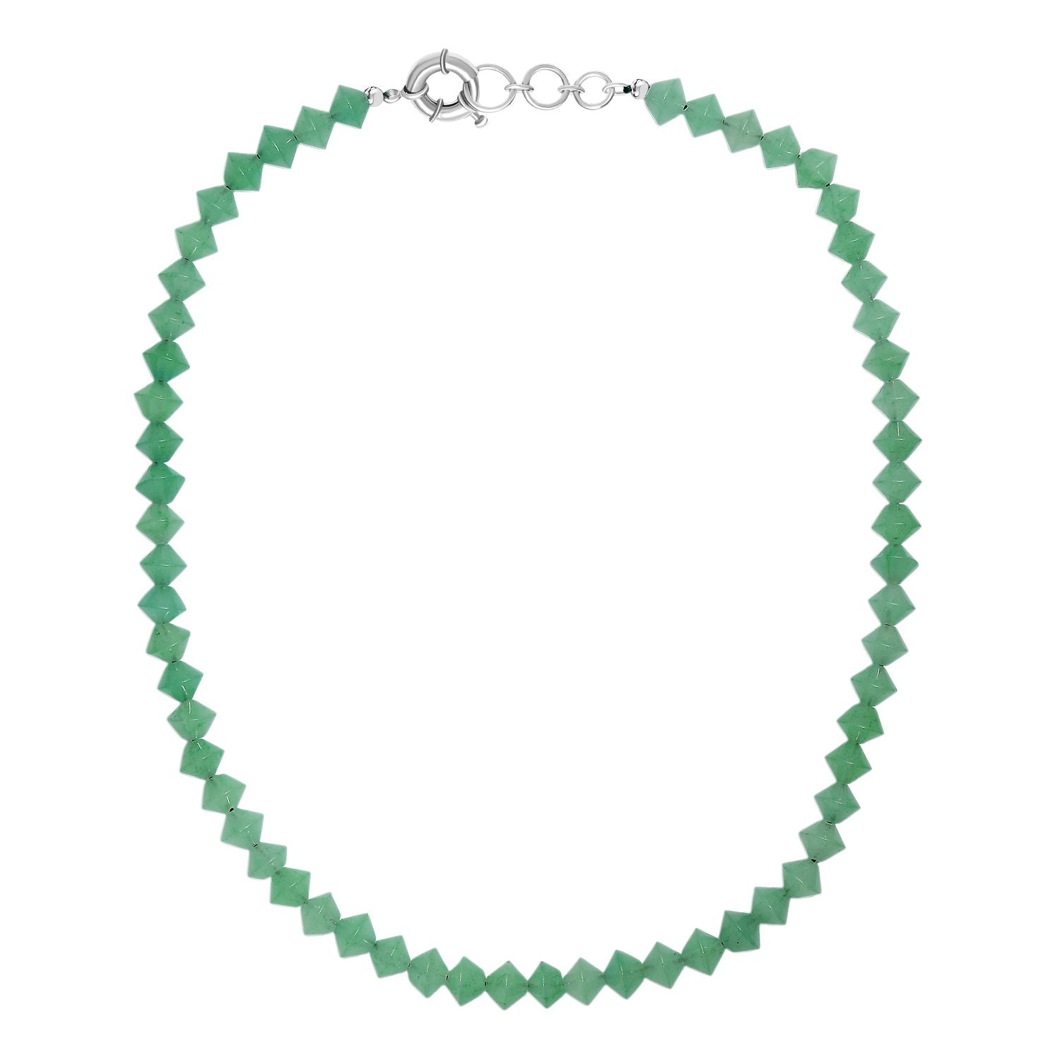 Grüner Aventurin Halskette ca. 50 cm mit 2.5 cm extender, Nickelfreies Messing platiniert ca. 250.00 ct