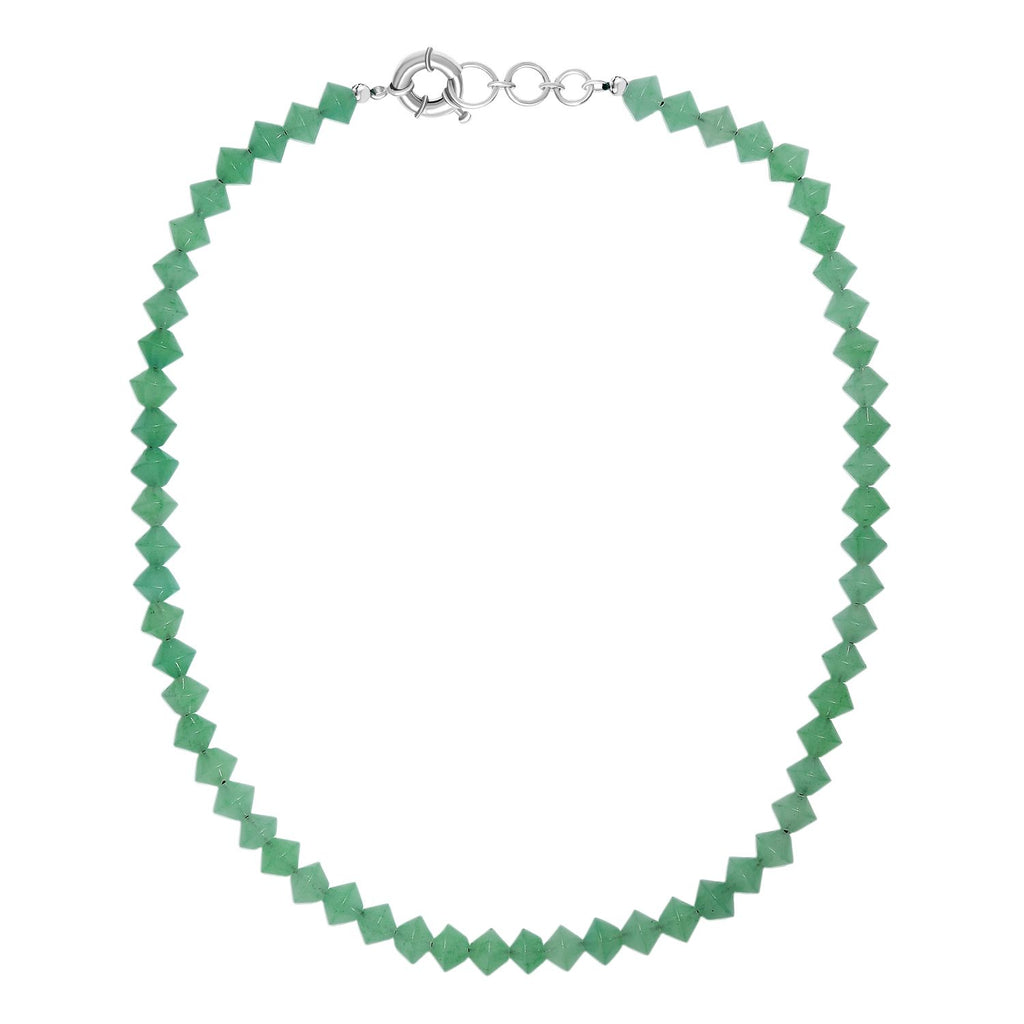 Grüner Aventurin Halskette ca. 50 cm mit 2.5 cm extender, Nickelfreies Messing platiniert ca. 250.00 ct